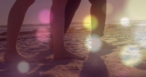 Barefoot Romantic Stroll by the Sunset Beach