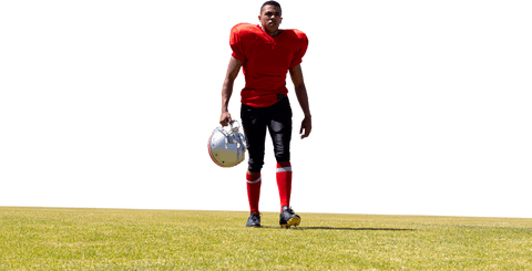 Determined African American Rugby Player on Transparent Background