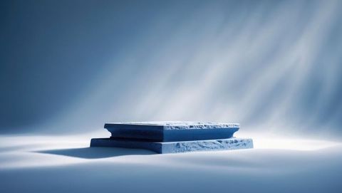 Abstract two-tier platform in blue ambient light