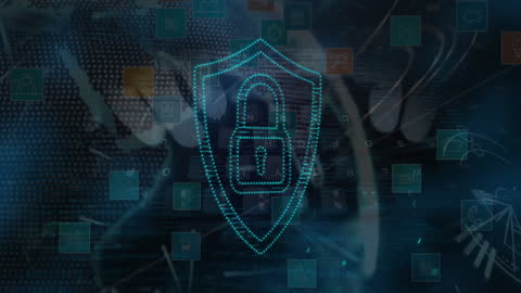 Cybersecurity Concept with Digital Padlock Overlay on Global Map