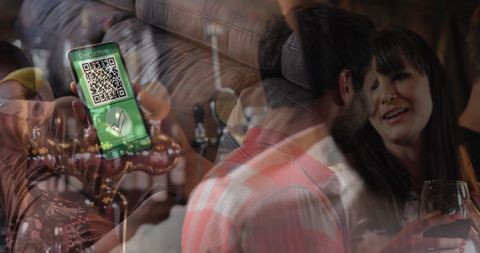 Romantic couples dining with digital vaccination certificate