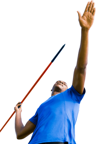 African american sportsman javelin throwing transparent background