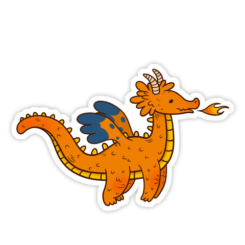 whimsical orange dragon breathing flame transparent illustration - Download Free Stock Videos Pikwizard.com