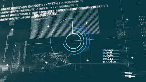 Digital Data Processing Animation with World Map Interface