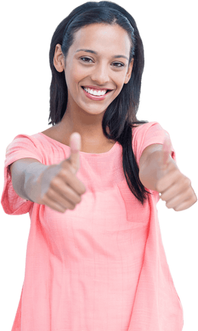 Smiling Woman Giving Thumbs Up Gesture Transparent Lifestyle
