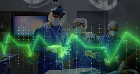 Diverse Surgeons Collaborating with Heartbeat Overlay During Surgery - Download Free Stock Images Pikwizard.com