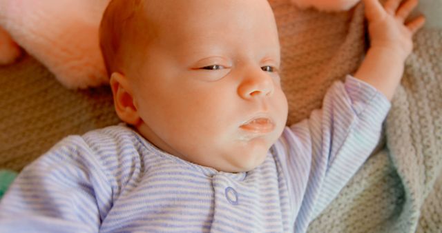 Newborn Baby Lying in Crib with Milk on Mouth - Download Free Stock Images Pikwizard.com