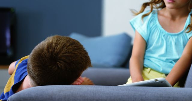 Children Relaxing Indoors With Tablet - Download Free Stock Images Pikwizard.com