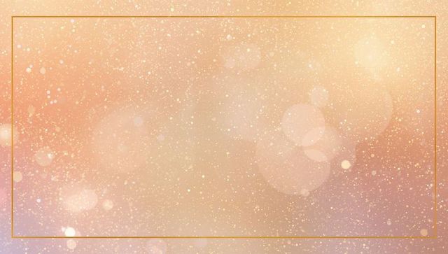 Peach gold glitter backdrop featuring thin gold frame and bokeh sparkle for invitations