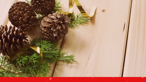 Festive Pine Cones with Falling Snowflakes for Christmas