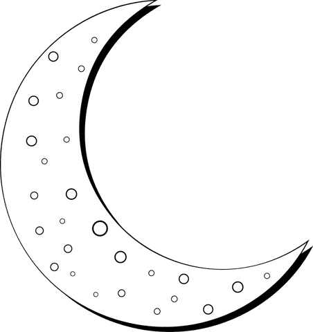 Flat Design Transparent Crescent Moon with Craters