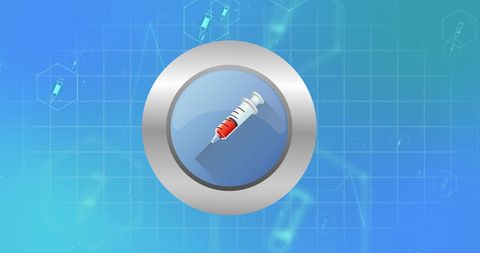 Digital vaccine icon on futuristic blue background