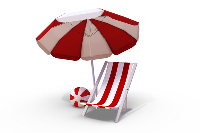 Transparent Background: Summer Deckchair, Umbrella, and Beach Ball Illustration - Download Free Stock Videos Pikwizard.com