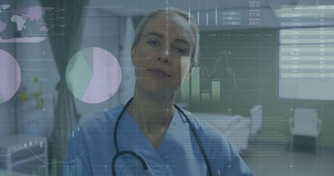 Nurse Monitoring Digital Healthcare Data in Hospital Setting