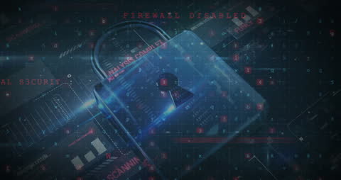 Cybersecurity Data Cloud Padlock Animation Concept