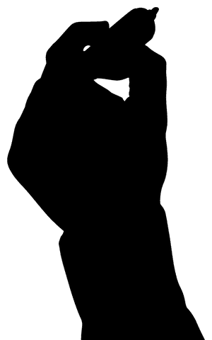 Silhouette of hand gesture on transparent canvas