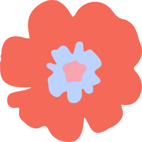 Abstract Flower with Vibrant Coral and Lavender on Transparent Backdrop