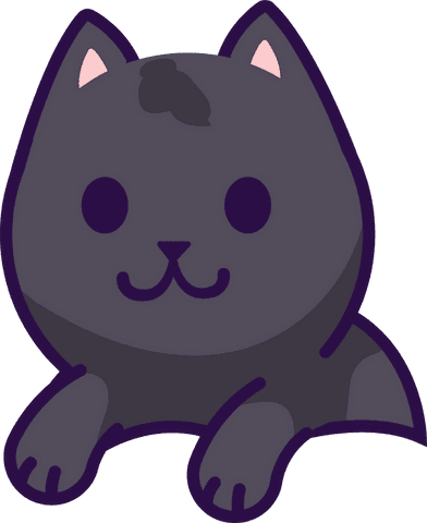 cute dark gray cartoon cat with purple outline on transparent background - Download Free Stock Videos Pikwizard.com