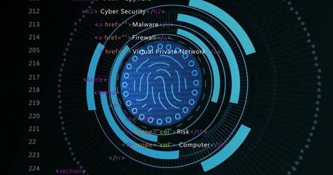 Futuristic Digital Footprint and HTML Code Overlay
