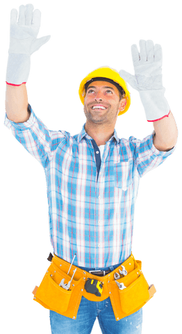 transparent manual worker smiling and raising hands image - Download Free Stock Videos Pikwizard.com