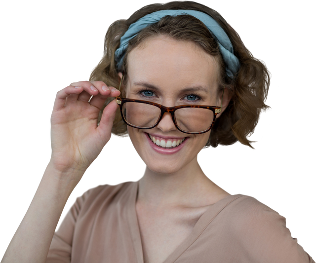 Smiling Young Woman Holding Eyeglasses with Transparent Background - Download Free Stock Videos Pikwizard.com