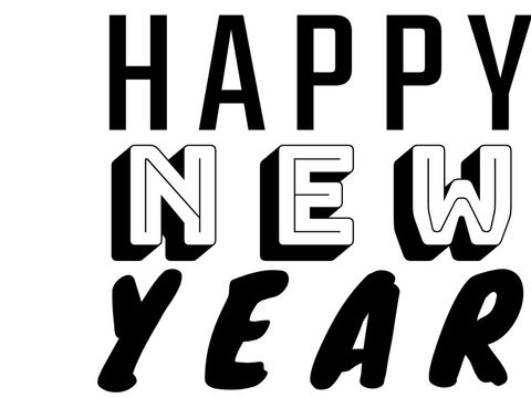Bold Black and White Happy New Year Typography - Download Free Stock Templates Pikwizard.com