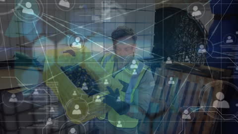 Global Digital Networking and Warehouse Industry Concept