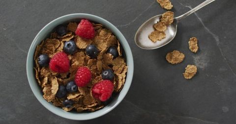 Healthy Breakfast with Bran Flakes, Fresh Berries in Bowl - Download Free Stock Images Pikwizard.com