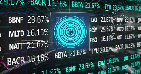Dynamic financial data and scope scan futuristic display