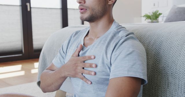 Close-up of Man Practicing Mindfulness and Deep Breathing at Home - Download Free Stock Images Pikwizard.com