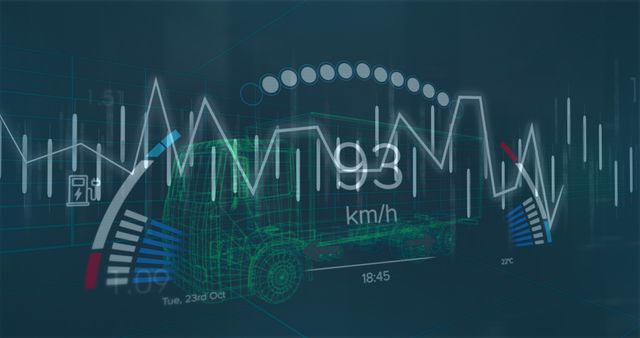 Digital Truck Model with Virtual Dashboard and Financial Data Overlay - Download Free Stock Images Pikwizard.com