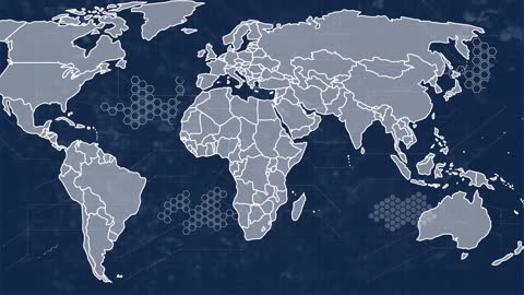 Animated Global Map on Blue Digital Technology Background