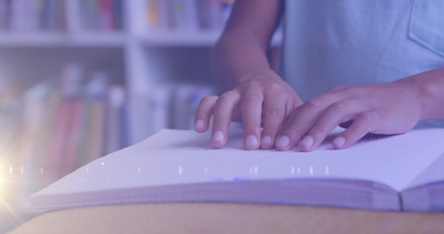 Child's Hands Reading Braille in Library - Download Free Stock Images Pikwizard.com