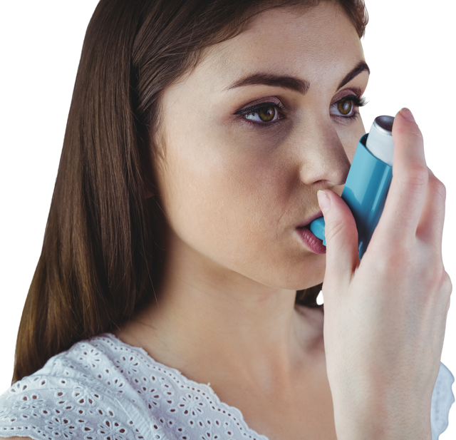 Transparent Portrait of Young Woman Using Asthma Inhaler, Close-Up - Download Free Stock Videos Pikwizard.com