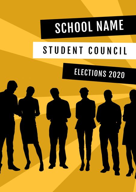 Silhouette Student Council Election Poster with Bold Colors - Download Free Stock Templates Pikwizard.com