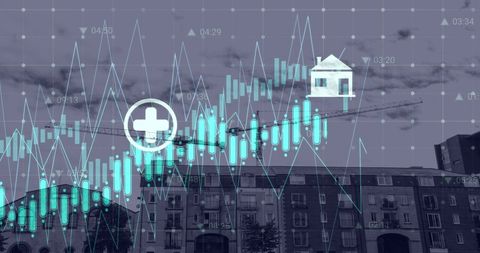 Global financial trends overlaying urban construction