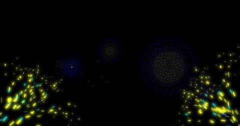 Abstract Fireworks Display Against Dark Night Sky