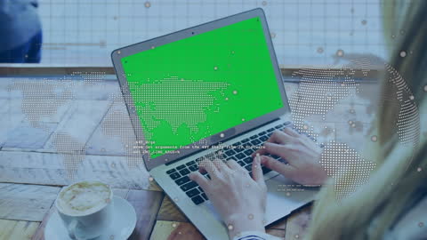 Digital Data Concept with Laptop and World Map Graphics