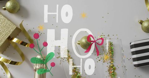 Festive Christmas Table with Ho Ho Ho Text
