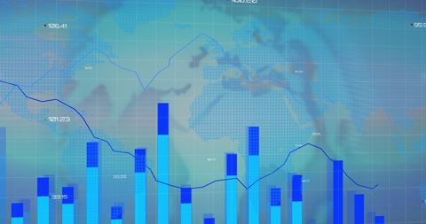 Digital Interface with Graphs and World Map in Blue Tones - Download Free Stock Images Pikwizard.com