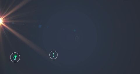 Minimal ui canvas featuring teal power plug and dollar icons with starburst light