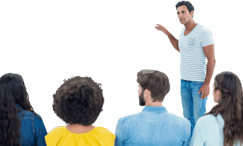 man explaining to group of people with transparent background - Download Free Stock Videos Pikwizard.com