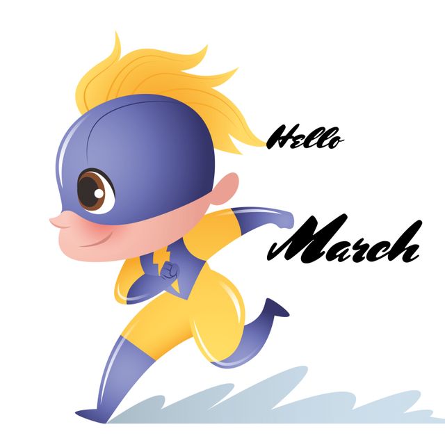 Superhero Character Welcoming March with Energy and Progress - Download Free Stock Templates Pikwizard.com