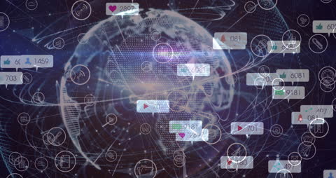 Global Social Media Sphere with Interconnected Icons