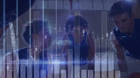 Digital Interface Overlay on Basketball Players Strategy Session