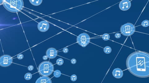 Digitally Generated Network of Mobile and Music Icons