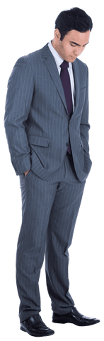 Focused Biracial Businessman on Transparent Background