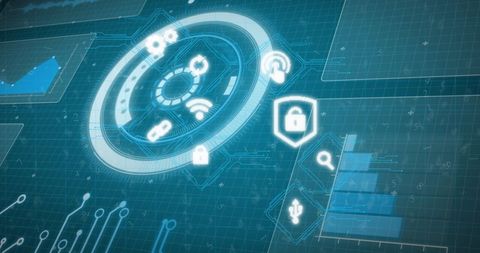 Digital Interface with Security and Data Processing Icons - Download Free Stock Images Pikwizard.com