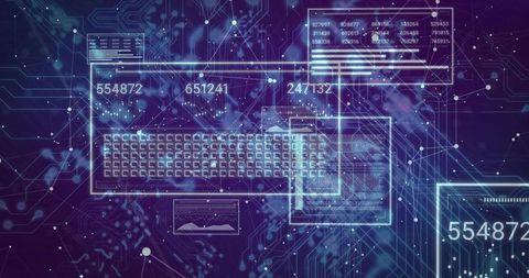 Futuristic Technology Interface with Digital Data Visualizations