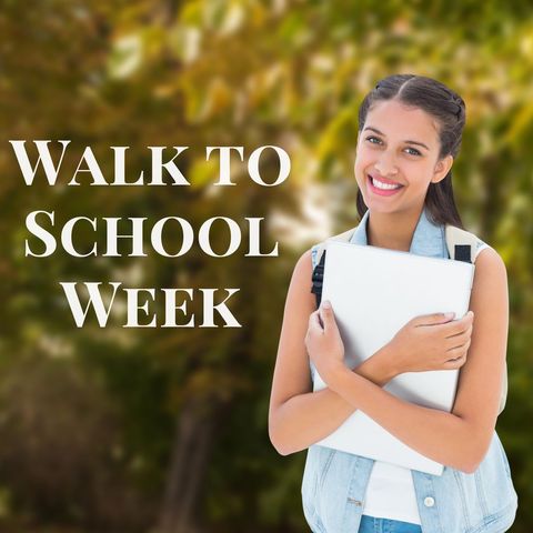 teen girl celebrating walk to school week with a smile - Download Free Stock Templates Pikwizard.com